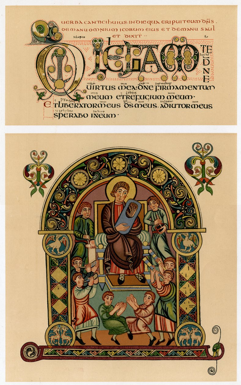 David spiller sin lyre, 725-750 e.Kr af Unbekannt
