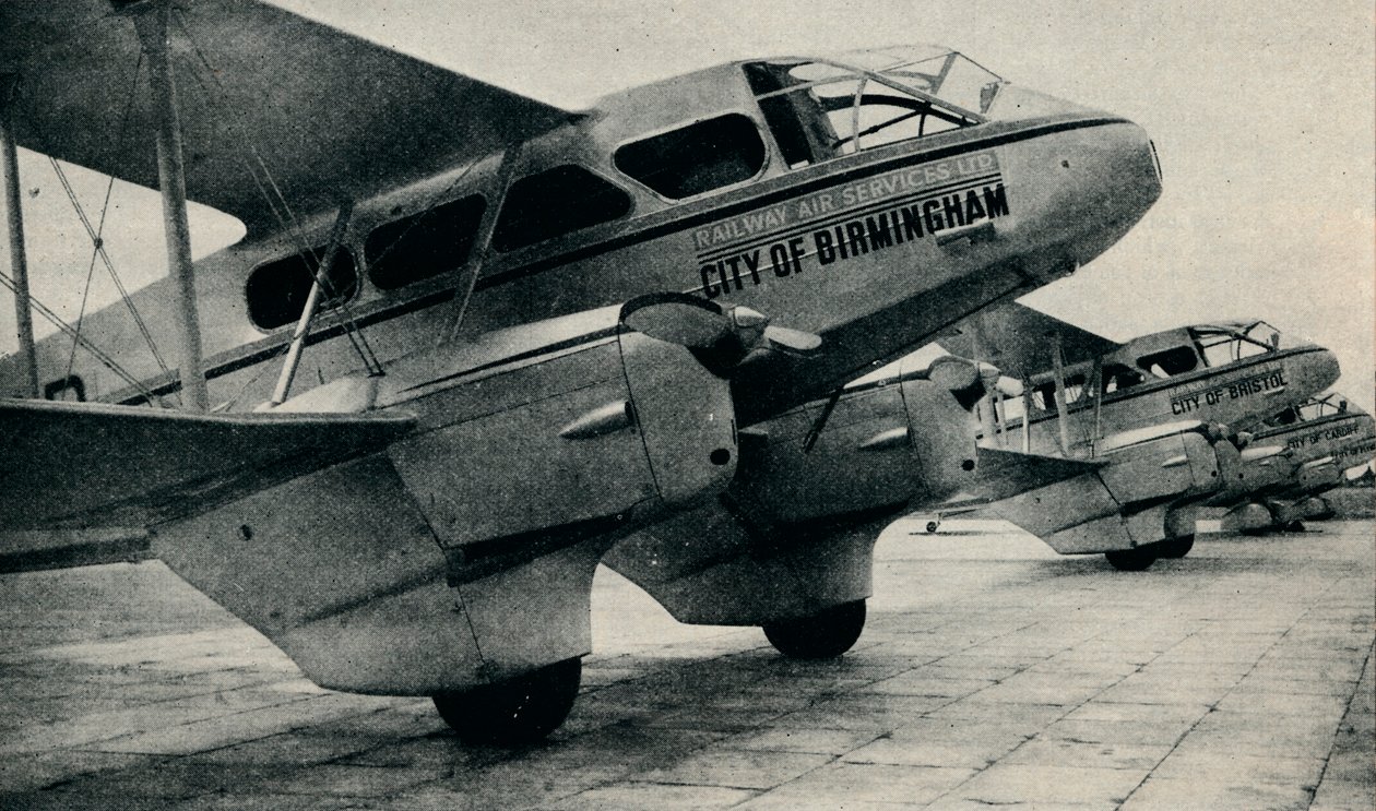De Havilland DH89-fly brugt på nogle af Railway Air Service-ruterne, c1934 c1937 af Unbekannt