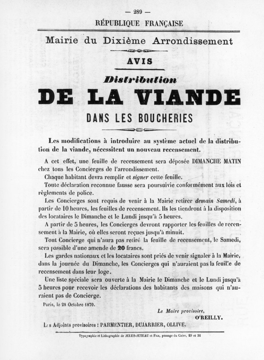 De La Viande, fra franske politiske plakater af Pariserkommunen, maj 1871 af Unbekannt
