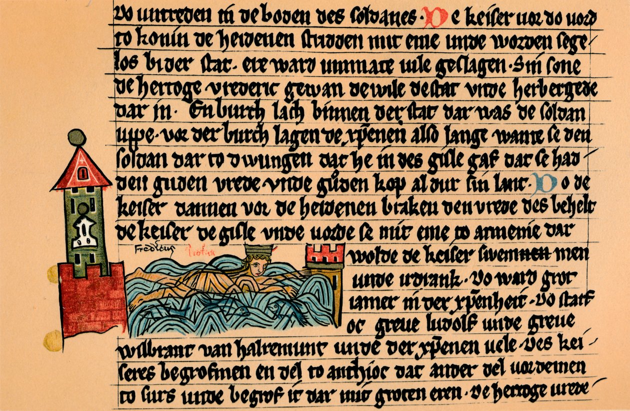 Frederick Barbarossas død, c1154, 1907. af Unbekannt