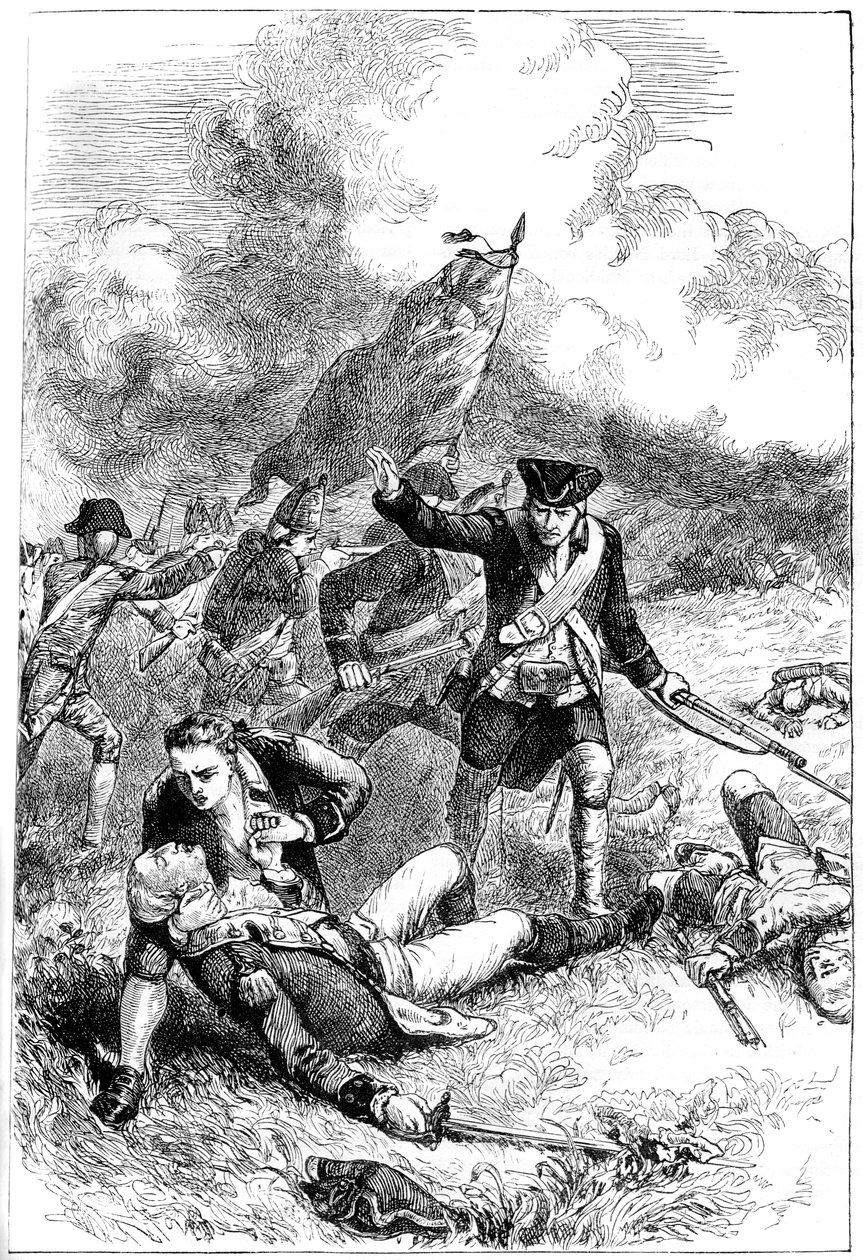 Major Pitcairns død, Slaget ved Bunker Hill, Boston, Massachusetts, 1775 c1880 af Unbekannt