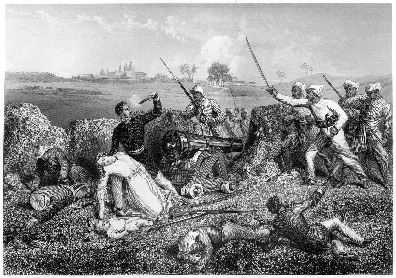 Major Skene og hans hustrus død i Jhansi, 1857, c1860 af Unbekannt