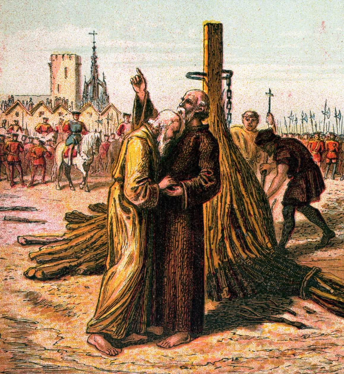 Ridley og Latimers død, 1555, c1850 af Unbekannt