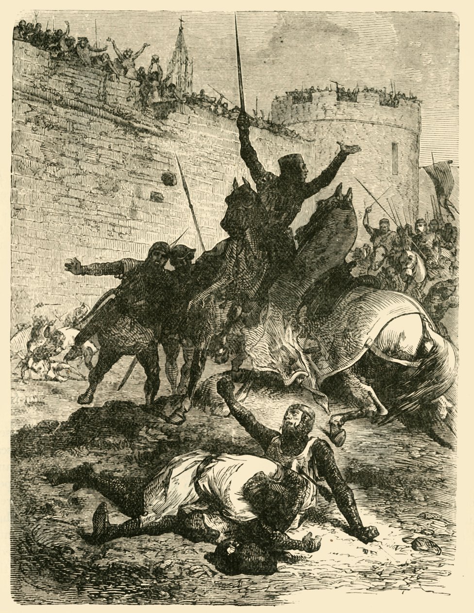 Simon De Montforts død, 1218, 1890. af Unbekannt