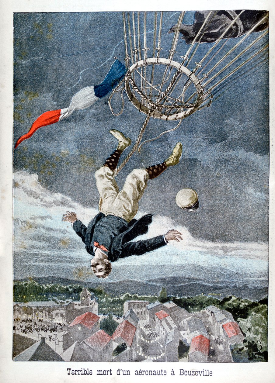 En aeronauts død over Beuzeville, Frankrig, 1899 af Unbekannt