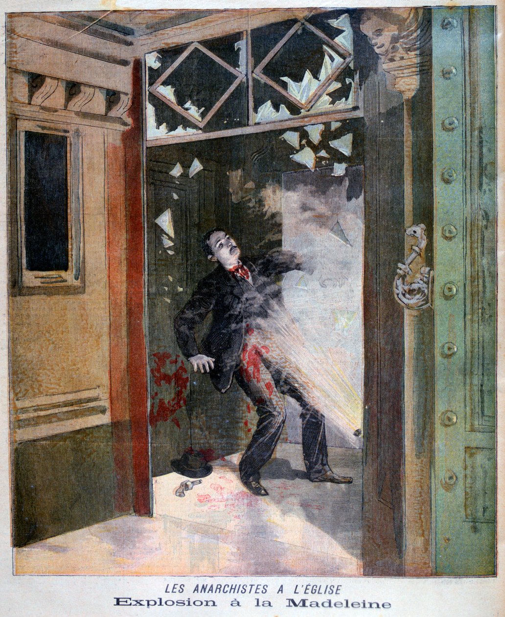 Anarkisten Jean Pauwels død i la Madeleine-kirken, Paris, 1894 af Unbekannt