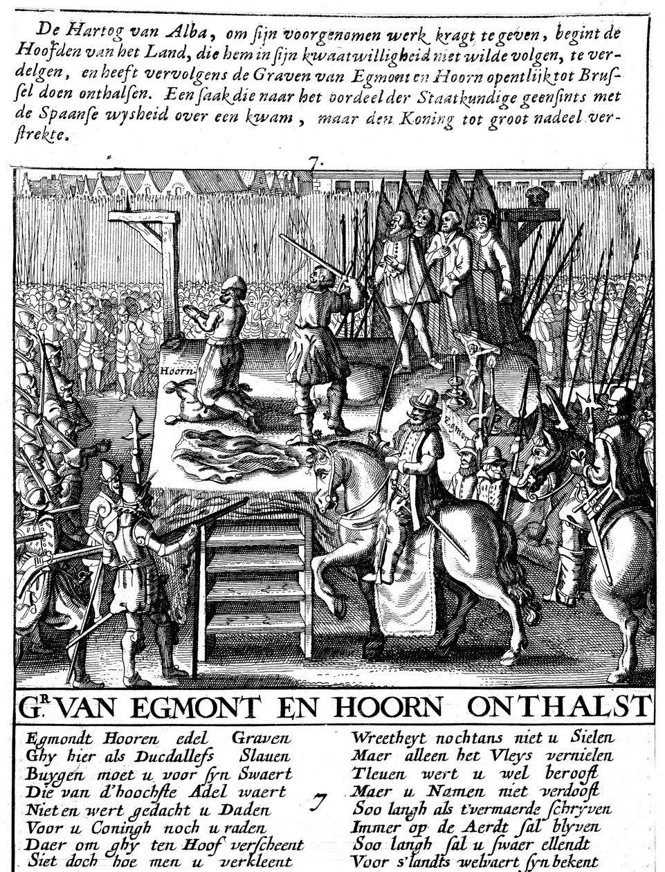Halshugning af grev Egmont og Hoorn i Bruxelles under spansk tyranni i Holland, 1568 af Unbekannt