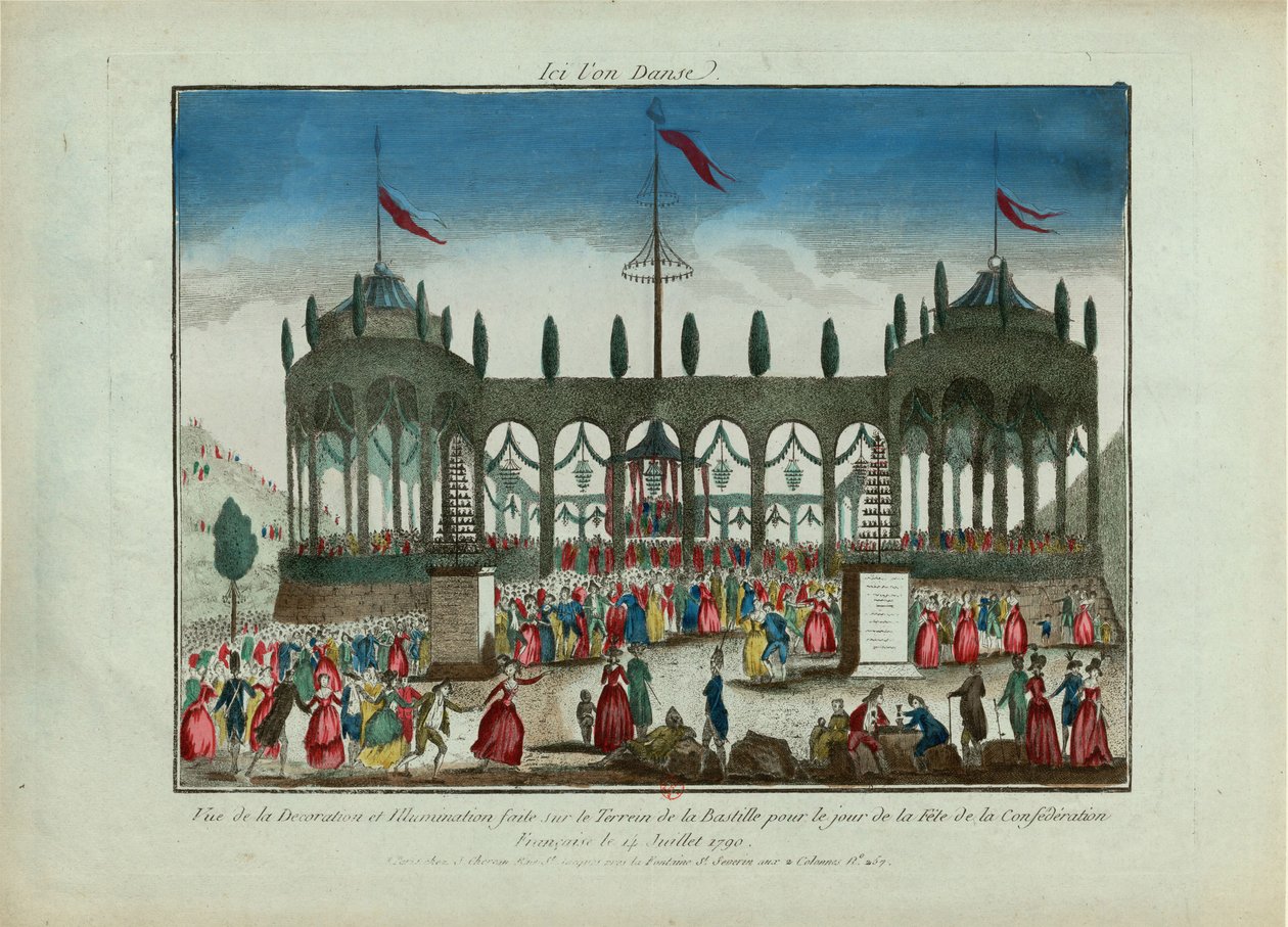 Udsmykning og belysning af Bastillen til Federationens Festival den 14. juli 1790. af Unbekannt