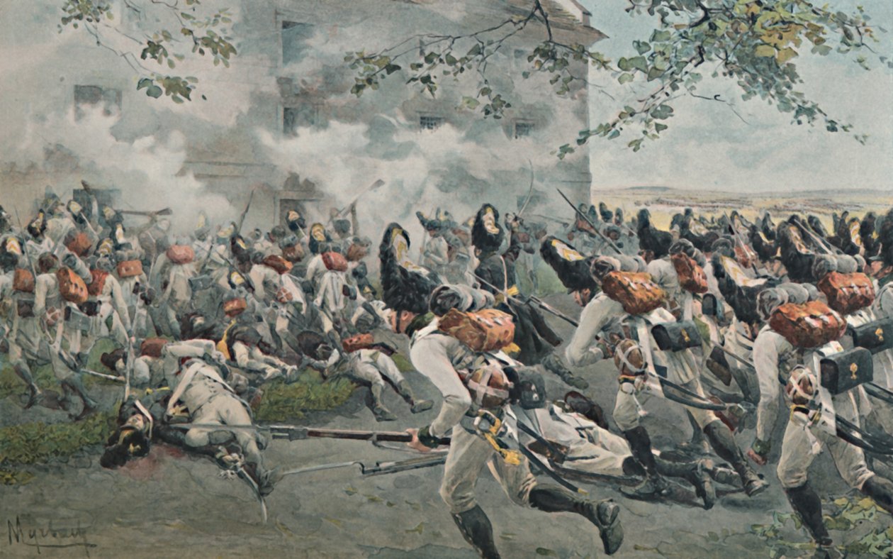 Forsvar af kornmagasinet i Essling, 1809, 1896 af Unbekannt