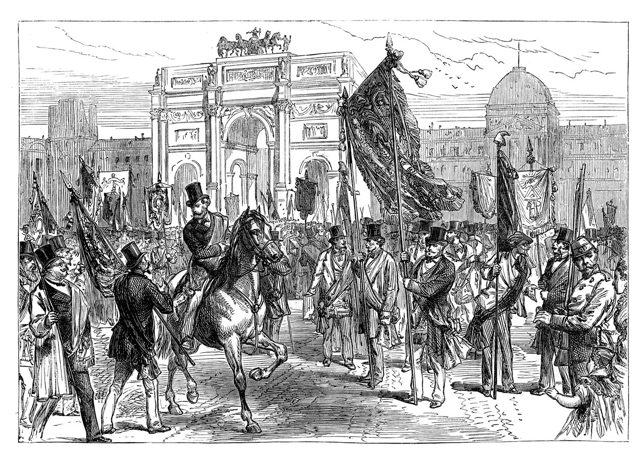 Demonstration af frimurerne i Paris, Frankrig, 1870 slutningen af det 19. århundrede af Unbekannt