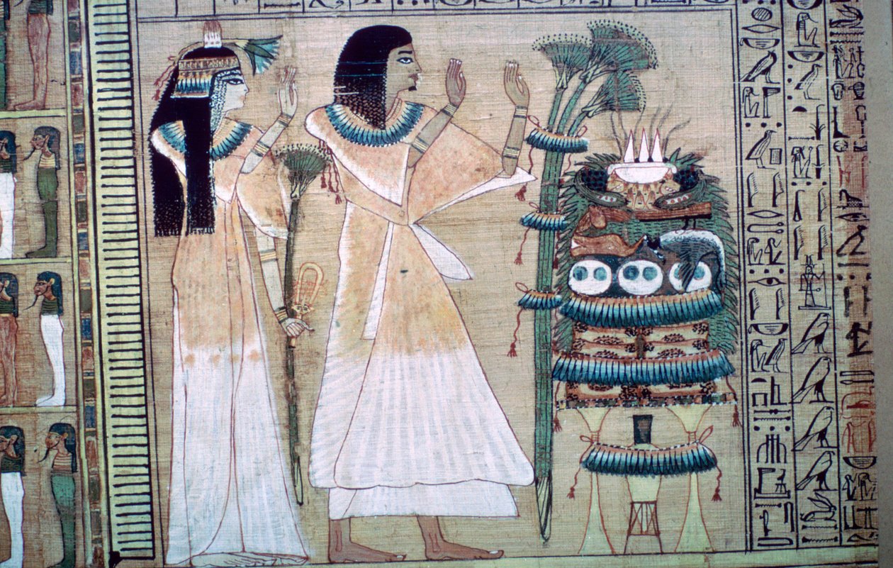 Afbildning af en mand og hans kone, der ofrer til Osiris af Unbekannt