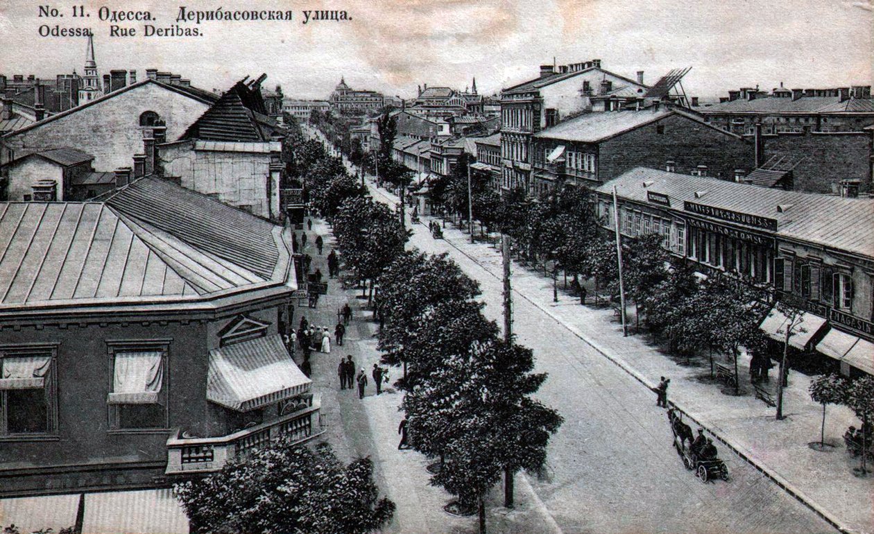 Deribasovskaya Street, Odessa, Rusland, midten af det 19. århundrede af Unbekannt