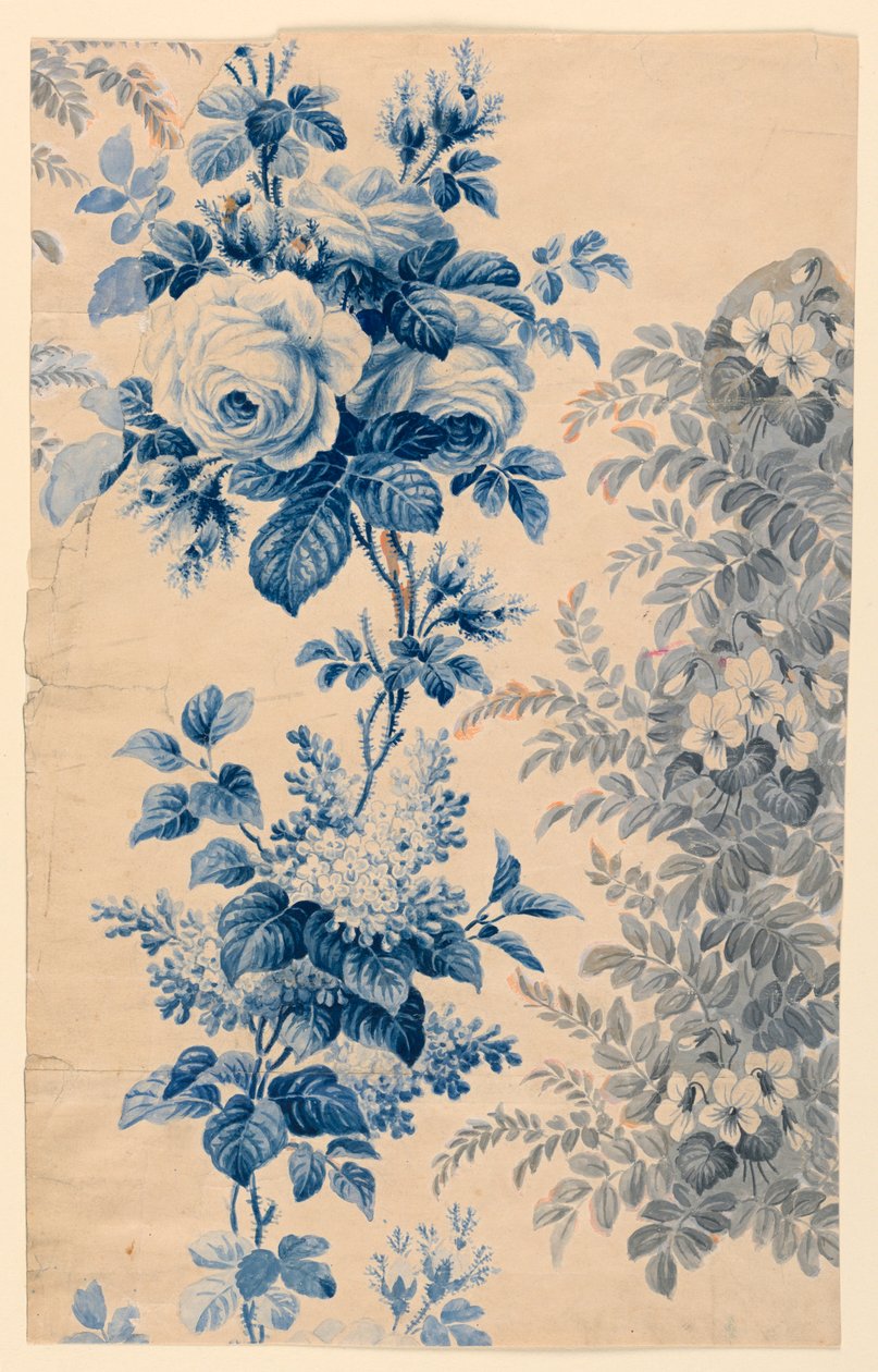 Design til blomstret stof eller tapet, 1880–90 af Unbekannt
