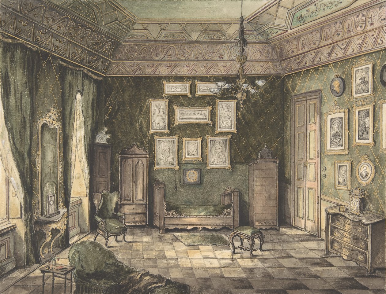 Design til interiør, 1800-tallet. af Unbekannt