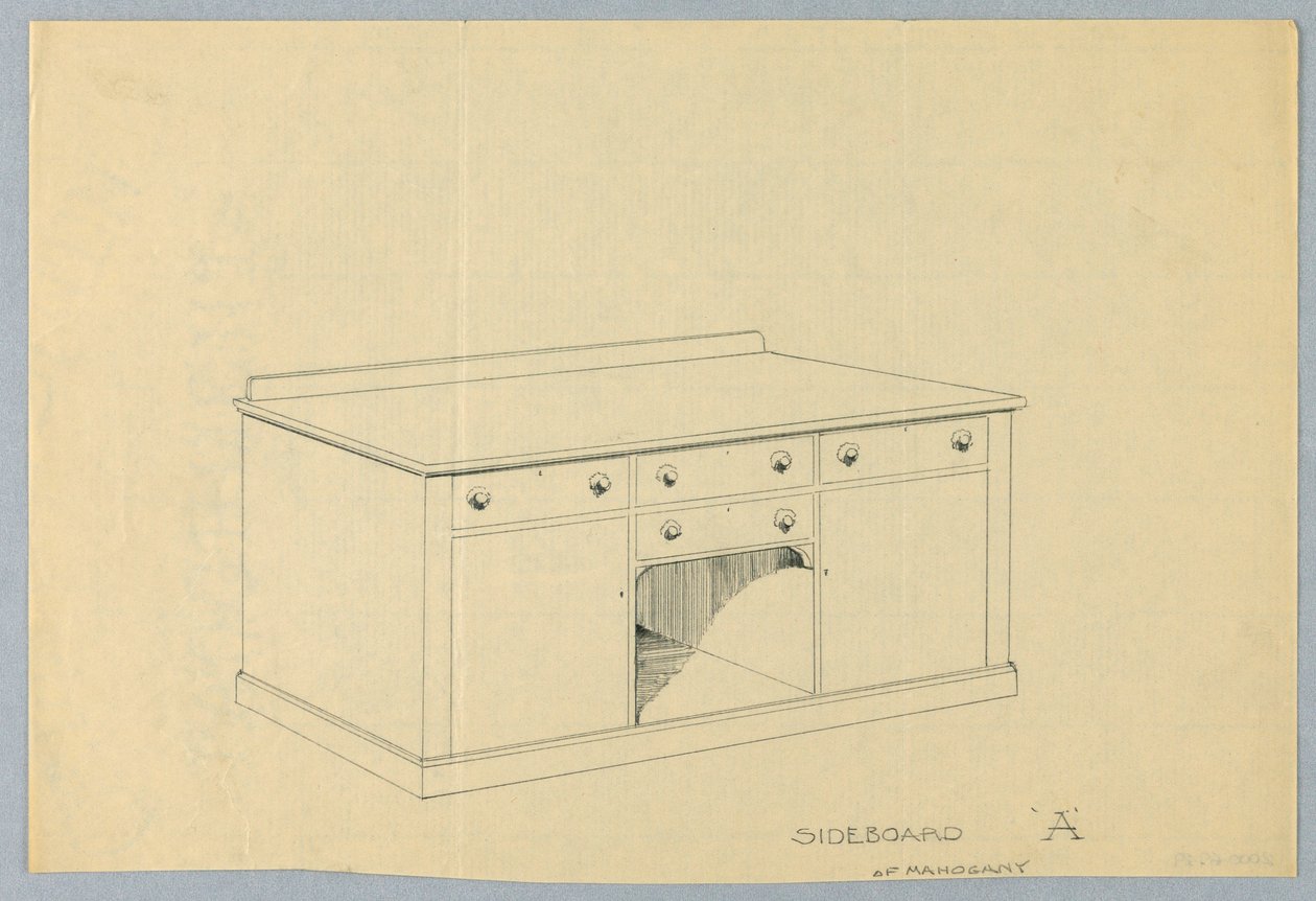 Design til skænk A i mahogni, 1900–05 af Unbekannt