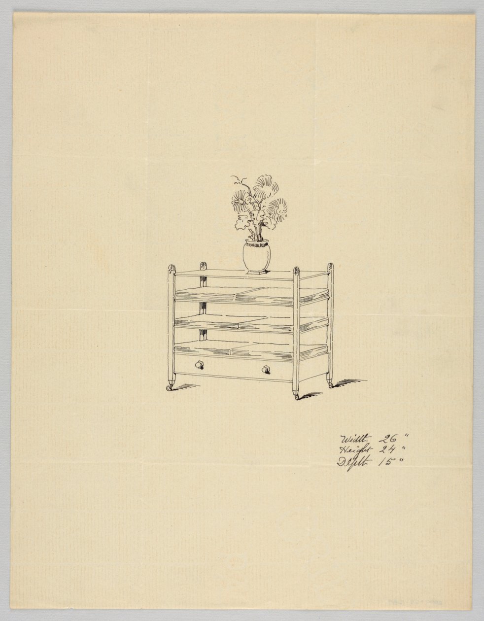 Design til trelageret bord med vase og blomster, 1900–05 af Unbekannt