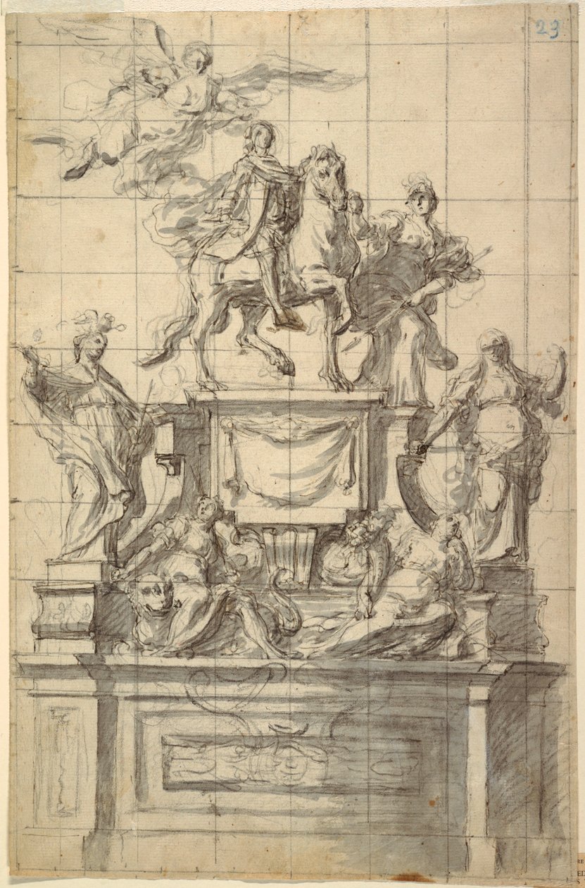 Design til et monument for kejser Karl VI af Napoli af Unbekannt