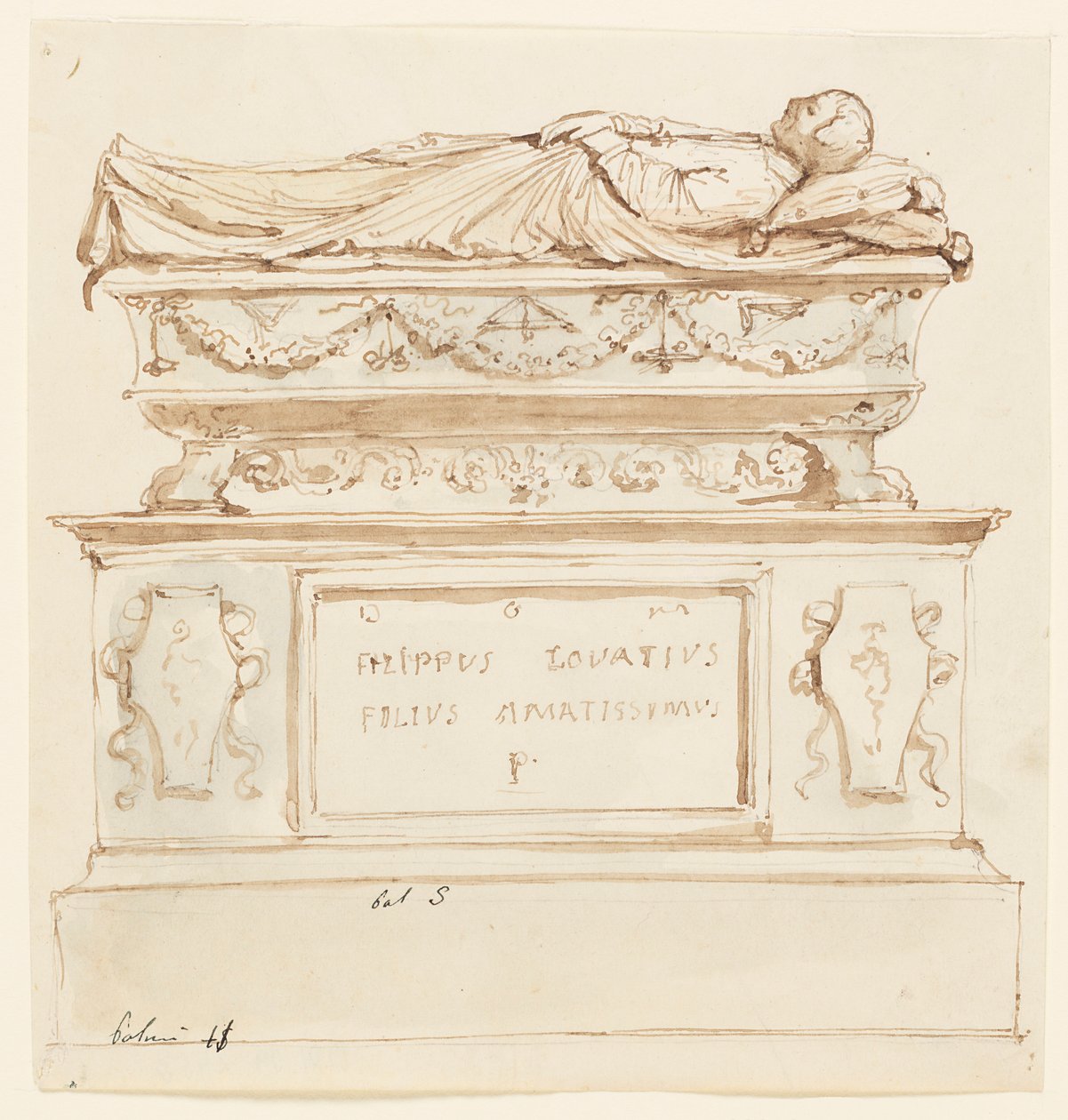 Design til et gravmonument for Filippo Lovazzi af Unbekannt