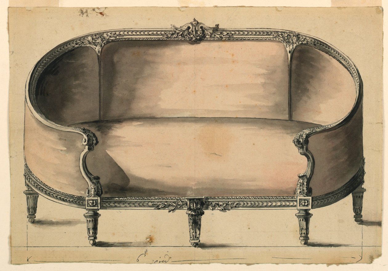 Design til en sofa af Unbekannt