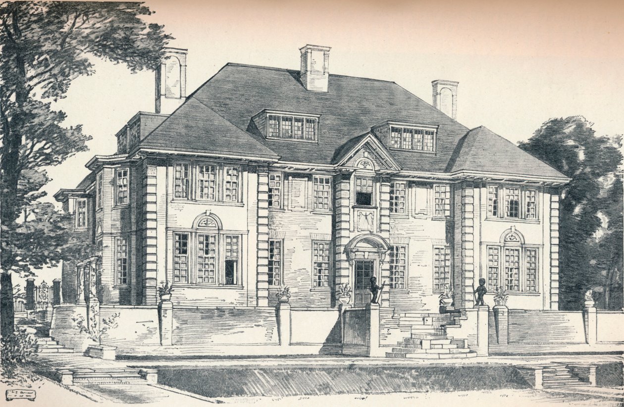 Design til et hus i Hampstead af C. H. B. Quennell, c1913 af Unbekannt