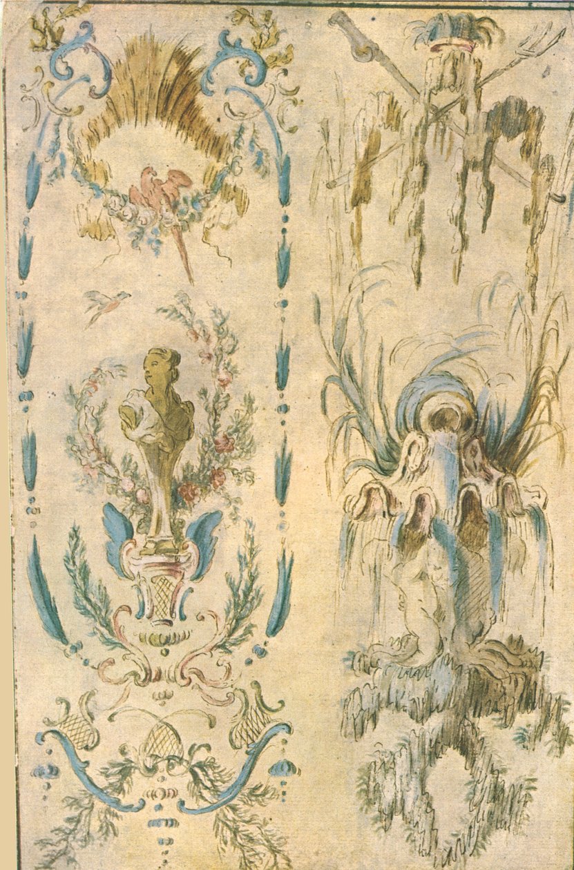 Design til en vægmaleri dekoration, Frankrig, 1928. af Unbekannt