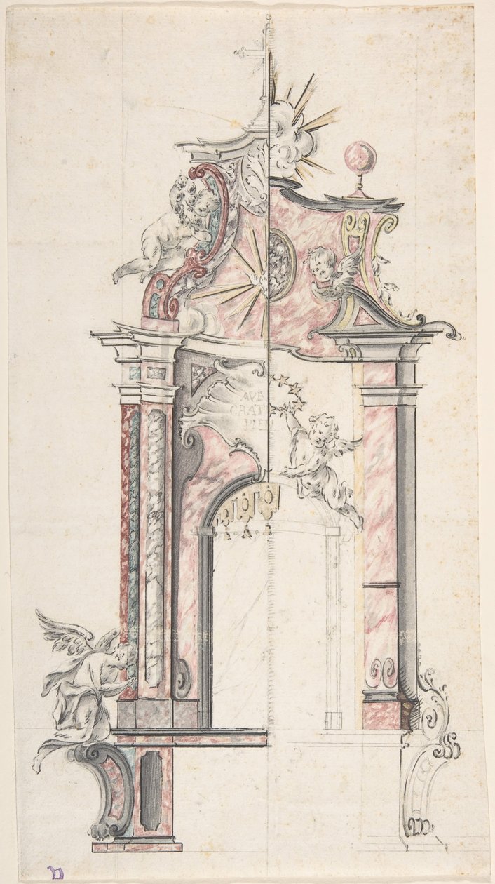 Design til et alter med en variant, 1700-tallet. af Unbekannt