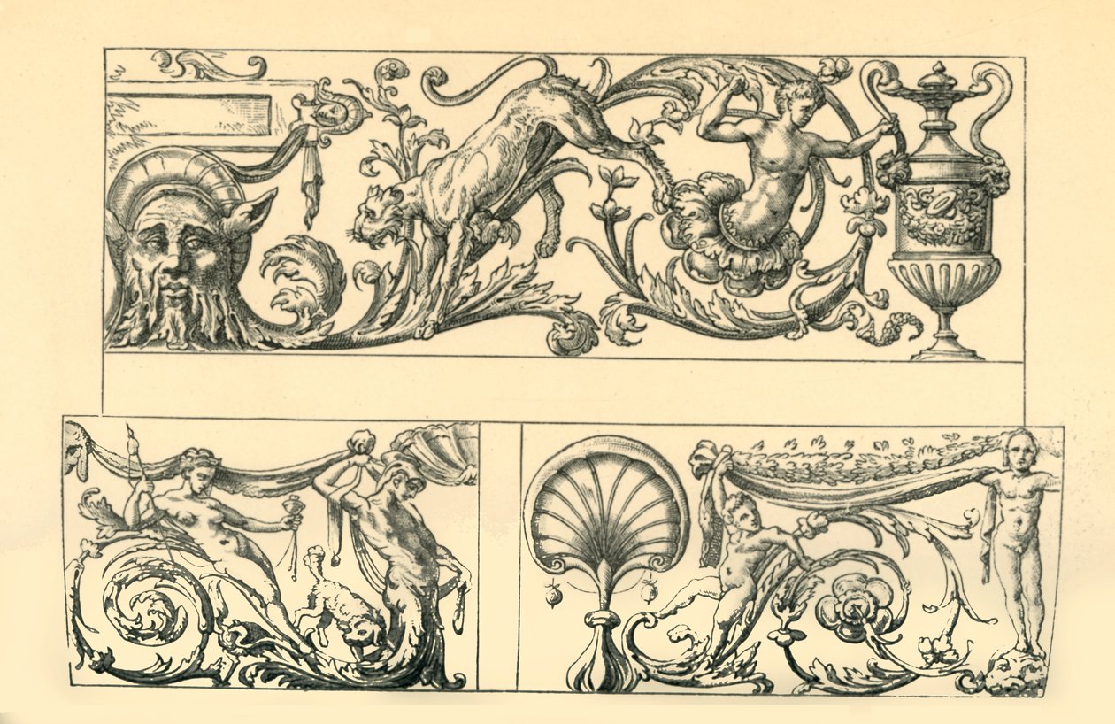 Design til groteske friser, 1500-tallet, 1881. af Unbekannt