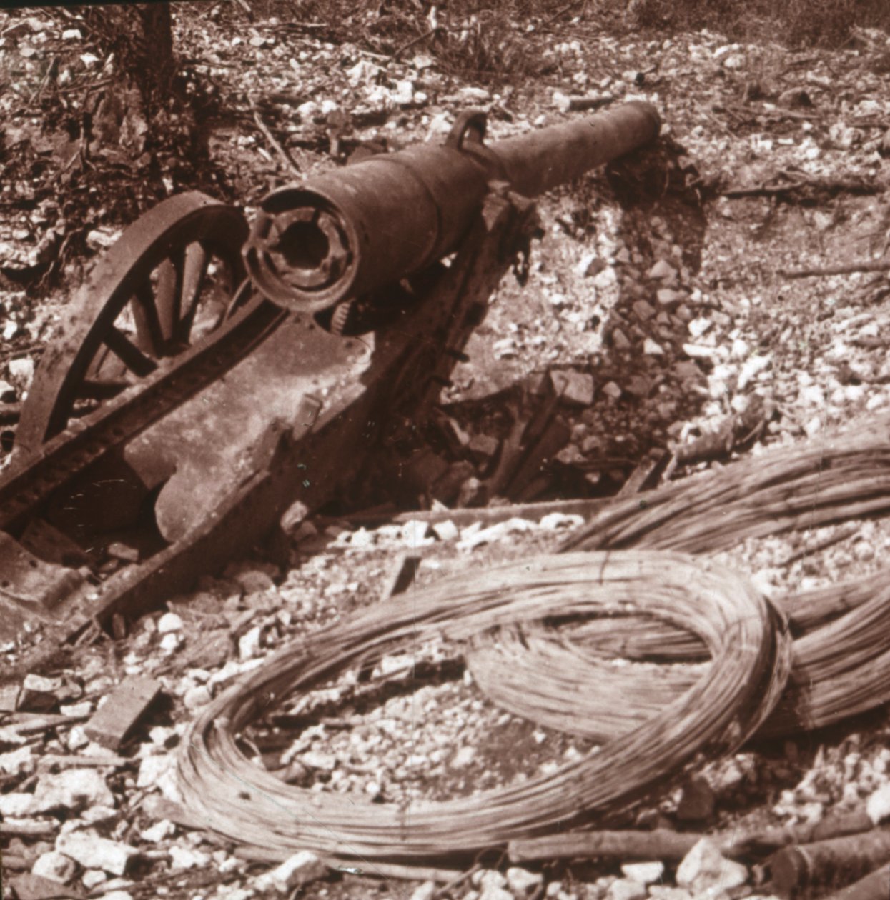 Ødelagt 155 kanon, c1917-c1918 af Unbekannt