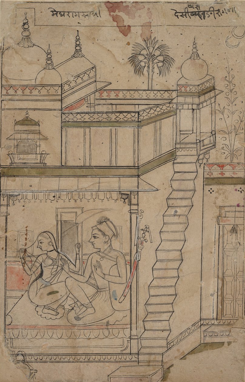 Desvarari Ragini: Folio fra en ragamala-serie Garland of Musical Modes, tidligt i det 18. århundrede. af Unbekannt