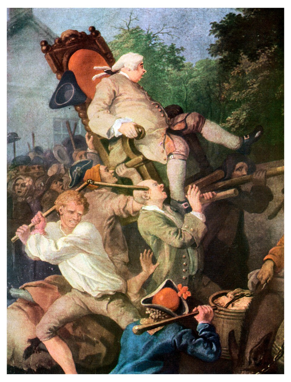 Detalje fra Chairing the Member, af William Hogarth, 1755 1956 af Unbekannt