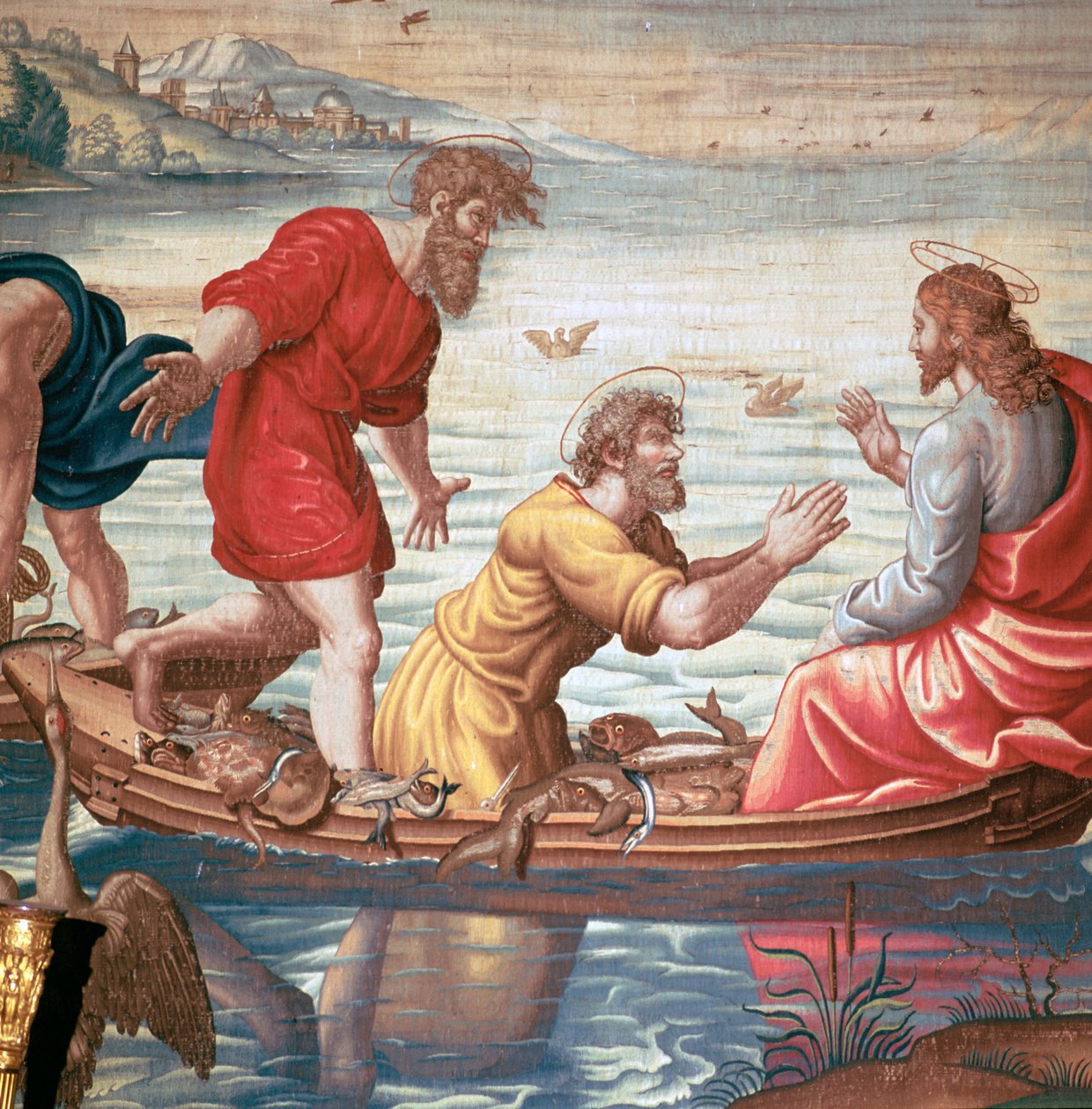 Detalje fra Mortlakes Tapestries, der viser det mirakuløse træk af fisk, 1600-tallet af Unbekannt