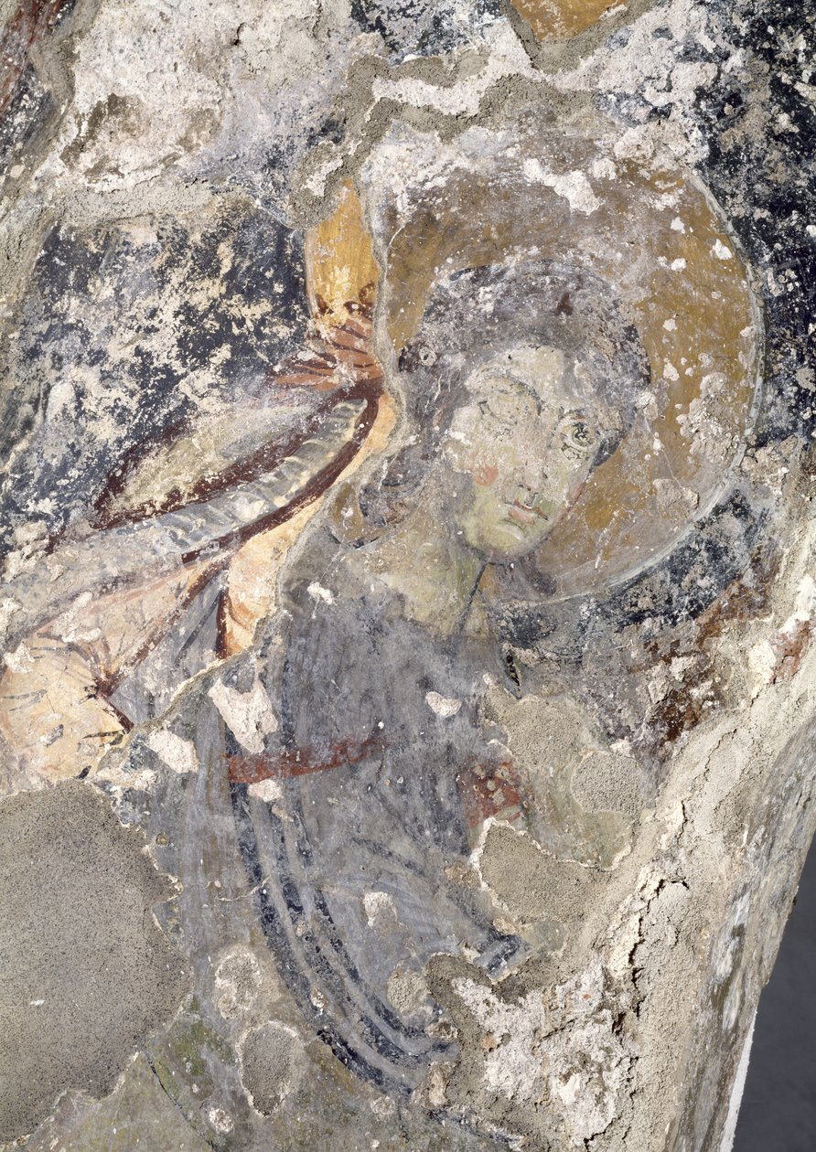 Detalje fra en palæokristen fresco i apsis (fresko) (se 138684-85) af Unbekannt