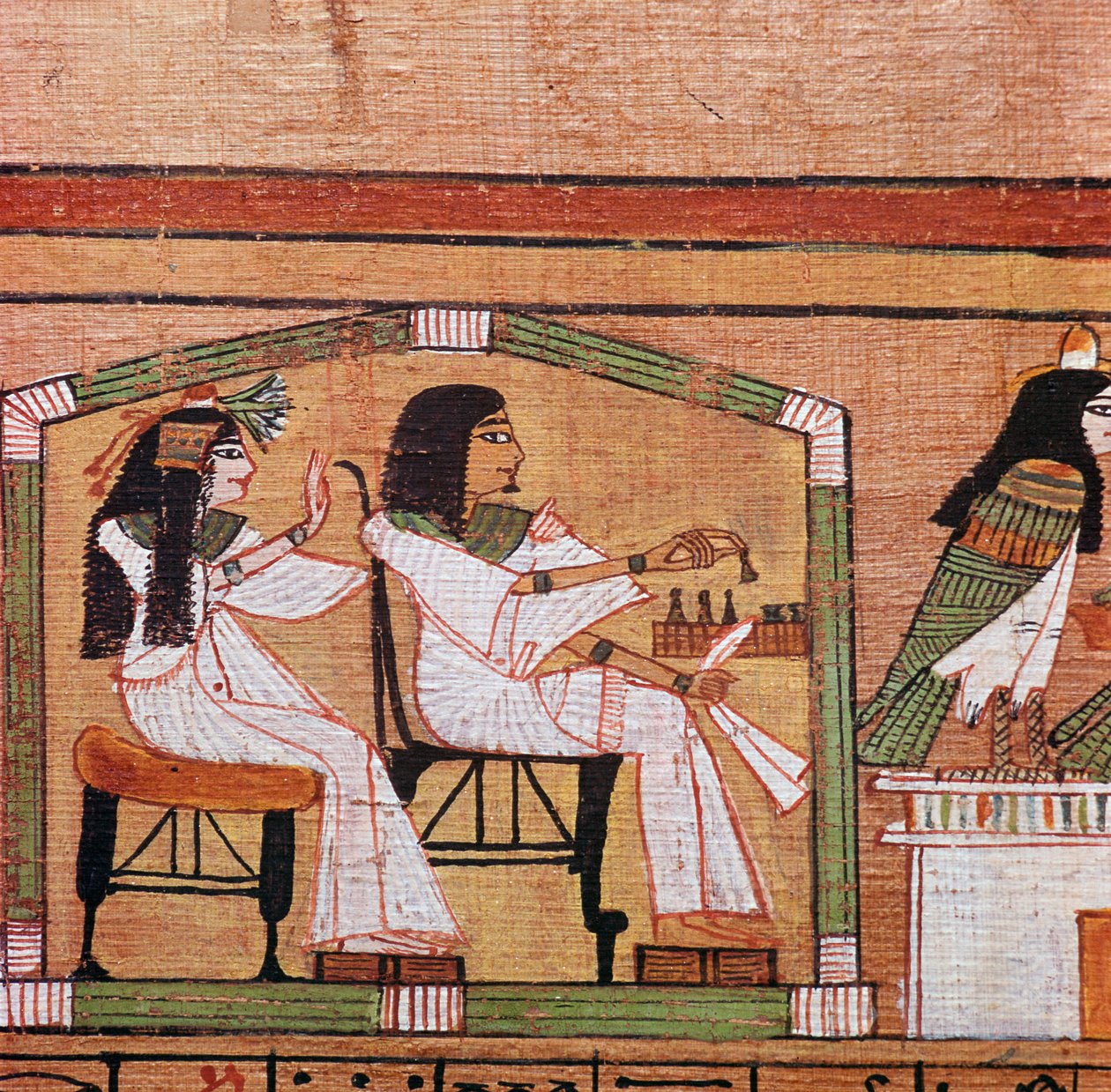 Detalje fra en egyptisk papyrus, der viser et trækspil af Unbekannt