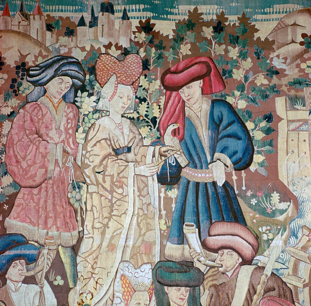 Detalje fra Devonshire Hunting Tapestries, 1400-tallet af Unbekannt