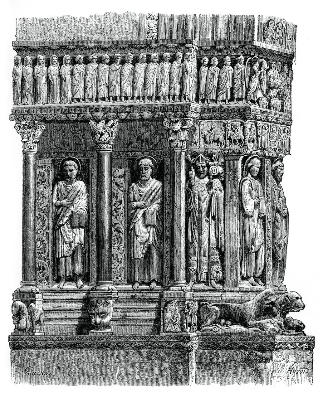 Detalje af St Trophimus portal, Arles, 1100-tallet, 1870 af Unbekannt