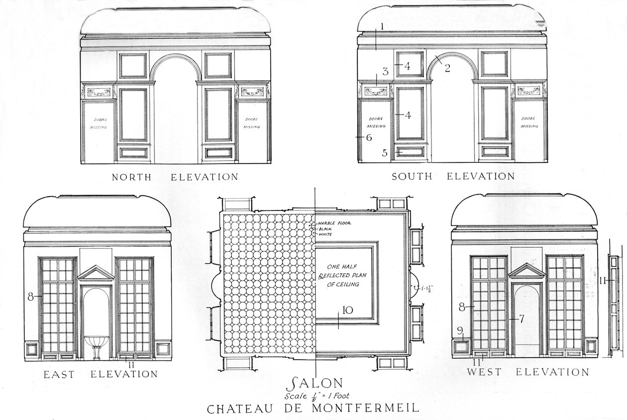 Detaljer om salonerne, Chateau de Montfermeil, Paris, 1924 af Unbekannt