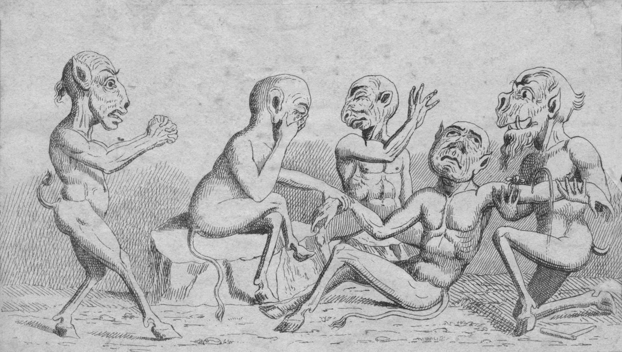 Devils at Home - Breathing a Vein, c1800-tallet af Unbekannt