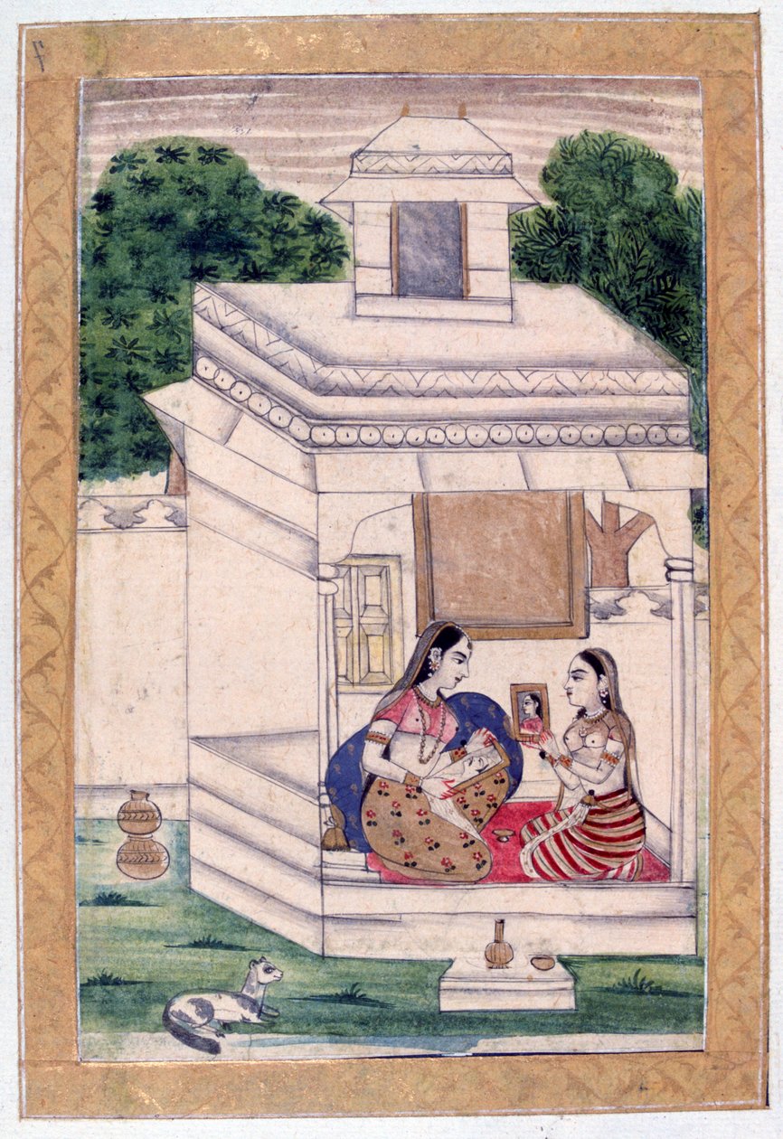 Dhanashree Ragini, Ragamala Album, School of Rajasthan, 19. århundrede af Unbekannt