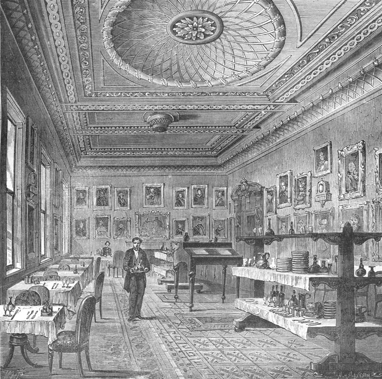 Spisestue i Garrick Club, 1897 af Unbekannt