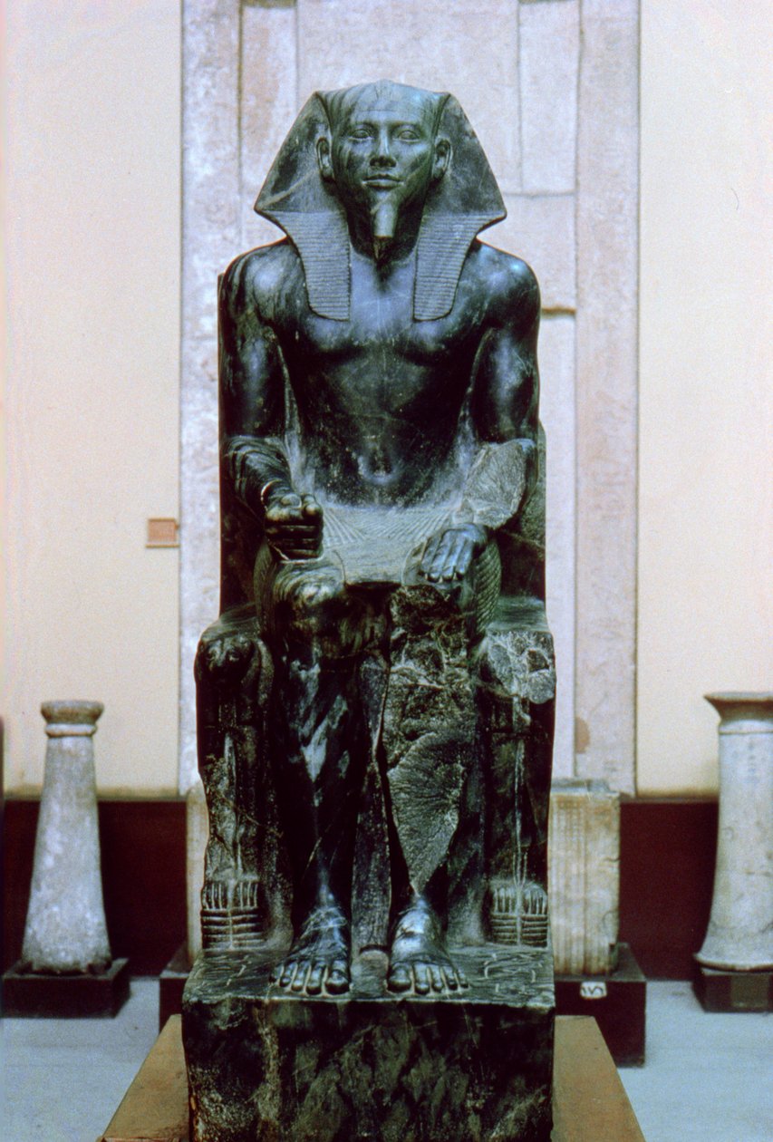 Diorit-statue af den gamle egyptiske farao Khafre, 26. århundrede f.Kr af Unbekannt