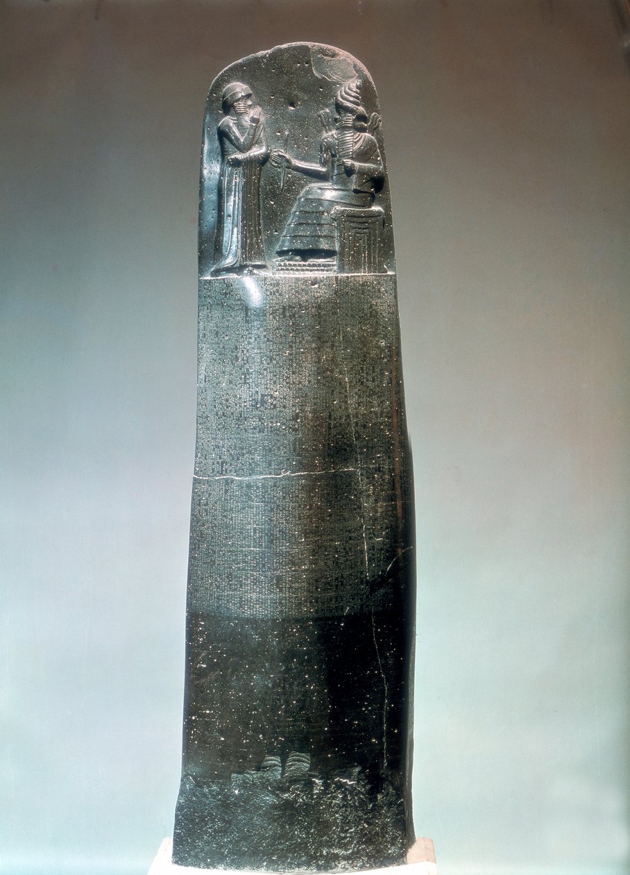 Diorit-stele indskrevet med Hammurabis love, 1700-tallet f.Kr af Unbekannt