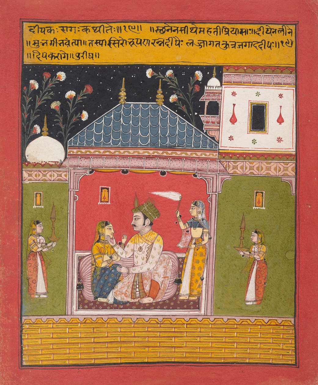 Dipak Raga: A Folio from a Ragamala Series Garland of Musical Modes, 1630-4 af Unbekannt