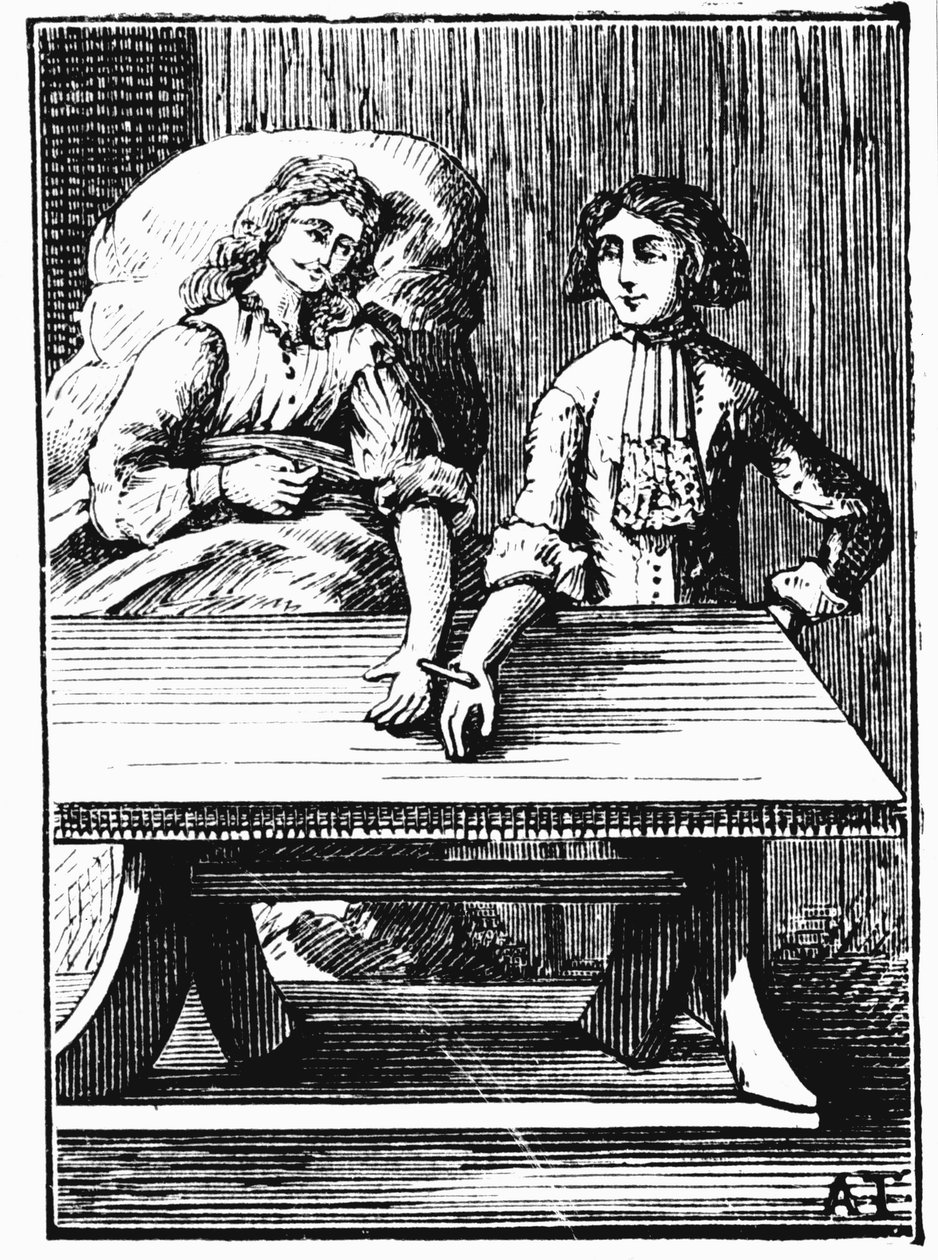Direkte person-til-person blodtransfusion udført ved håndleddet, 1679 af Unbekannt