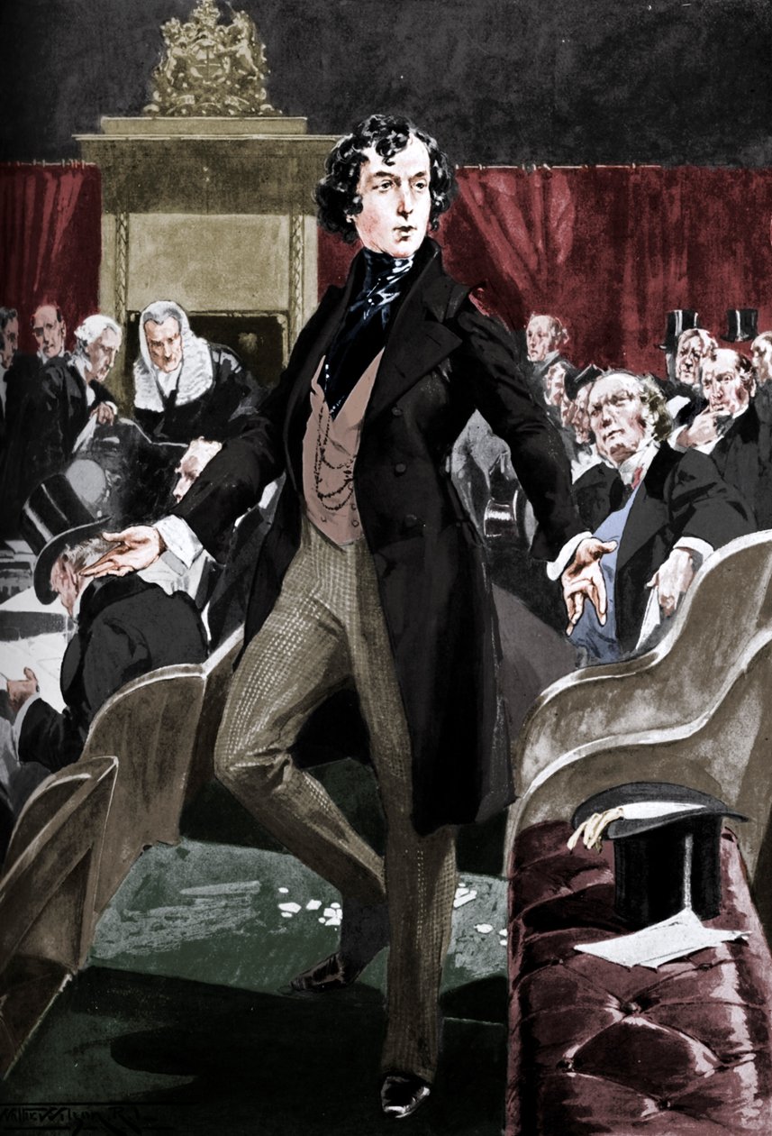 Disraels første tale i Underhuset, 1800-tallet c1905 af Unbekannt