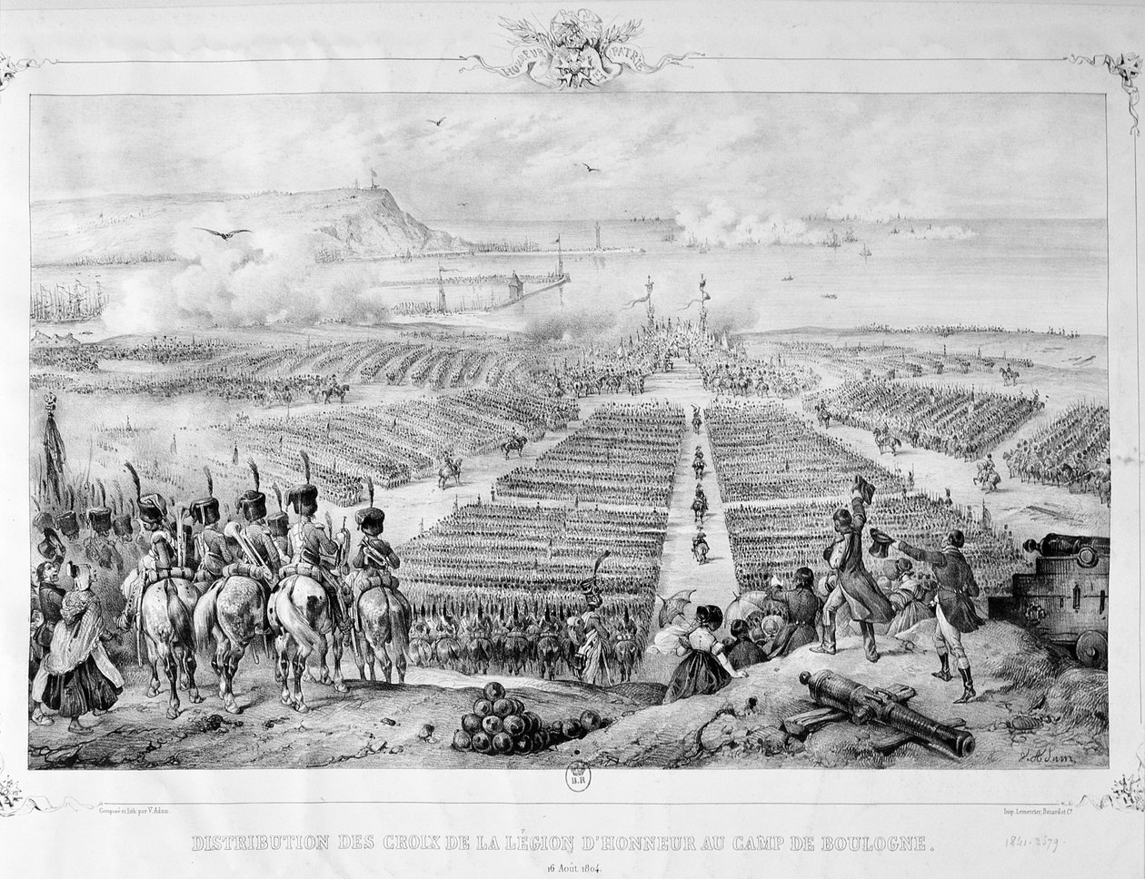 Uddeling af æreslegionens kors i lejren Boulogne, 16. august 1804, 1841 af Unbekannt