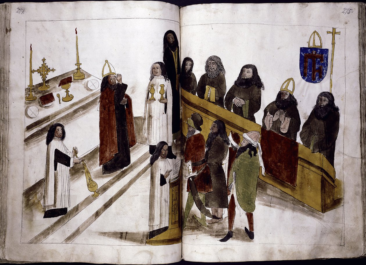 Gudstjeneste efter den græsk-ortodokse ritual fra: Ulrich Richental Chronicle of the Council of Constance, 1414-1418 af Unbekannt