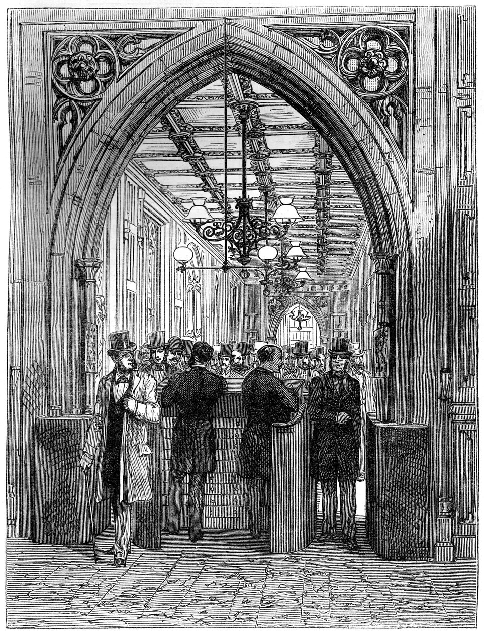 Divisionsbarriere og lobby, House of Commons, Westminster, London, 1800-tallet af Unbekannt