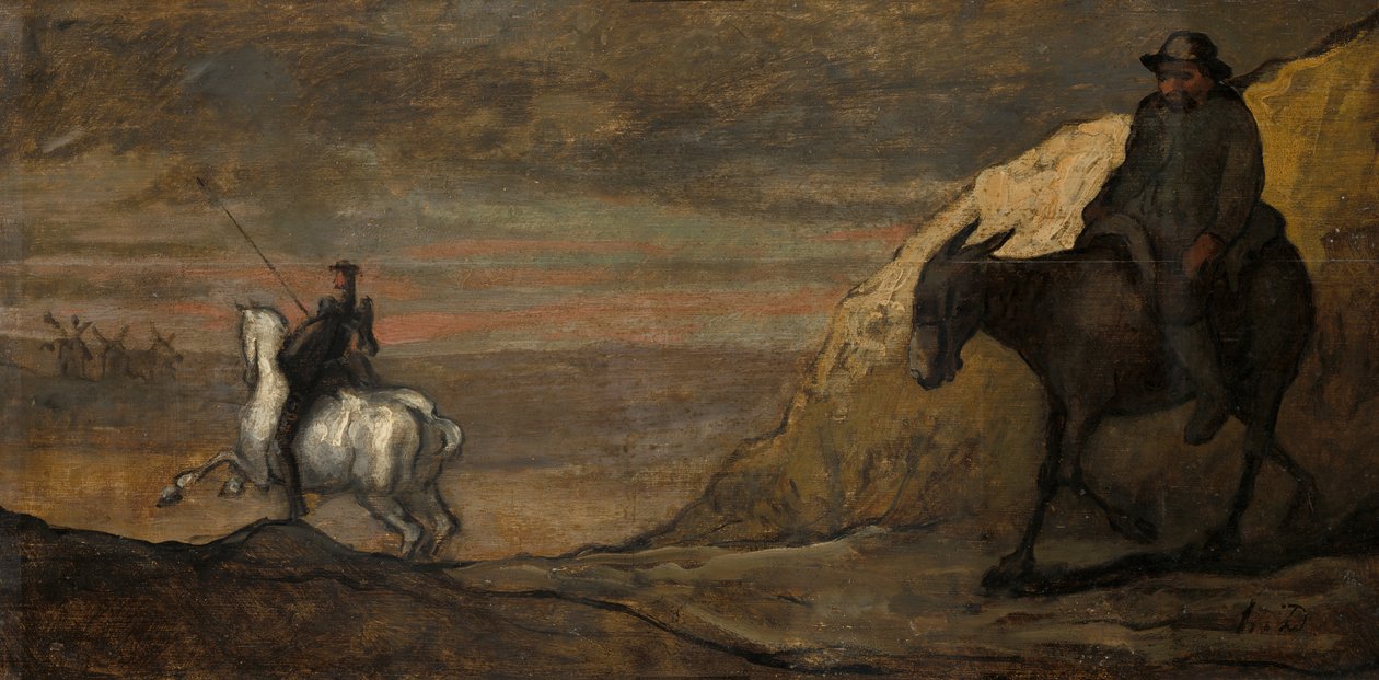 Don Quixote og vindmøllerne, ca. 1850. af Unbekannt