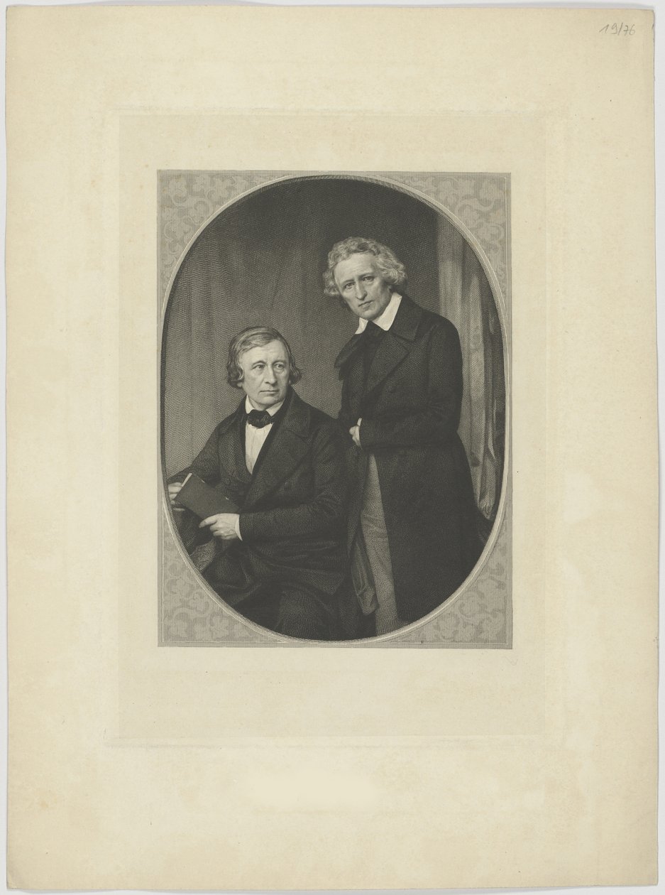 Dobbeltportræt af brødrene Grimm, ca 1845. af Unbekannt