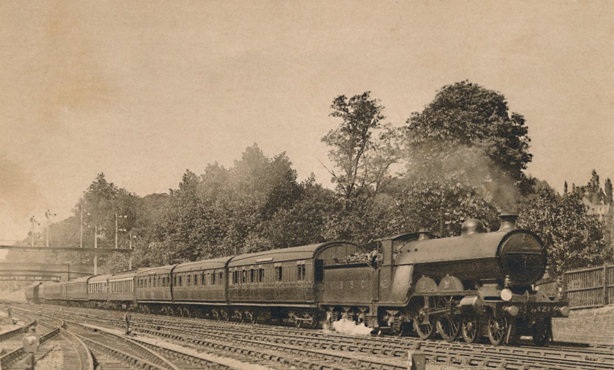 Ned Brighton Express nær South Croydon. Motor 4-4-2, nr. 421, c1920. af Unbekannt
